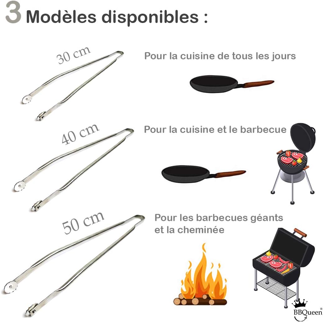 Grillup Pince Barbecue INOX à roulettes - Fabriqué en France